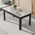Nordic rock slab dining table and chair set - minimalist modern rectangular faux solid wood home dining table for small spaces