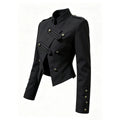 cross-border fashion: european & american autumn retro chic versatile stand collar double-breasted napoleon jacket