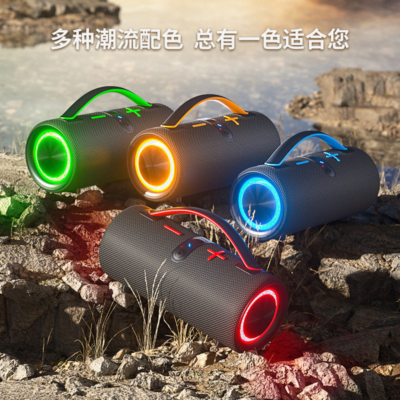 New wireless bluetooth speaker - outdoor fabric waterproof portable subwoofer with rgb lighting - gaming audio