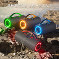 New wireless bluetooth speaker - outdoor fabric waterproof portable subwoofer with rgb lighting - gaming audio