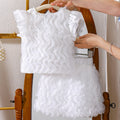 Children's clothing cross-border european and american girls beige flying sleeve tops skirt suit