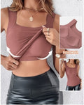cross-border women's fashion solid color padded bralette top - versatile underwear, loungewear, and u-neck vest