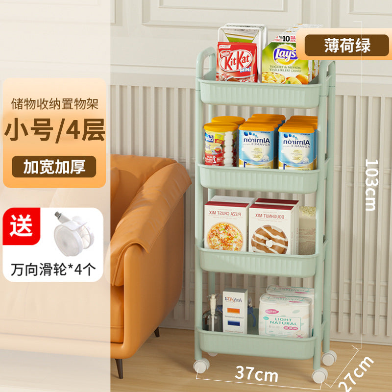 Multi-tier rolling cart organizer - portable storage rack for snacks, kitchen, bathroom, and more