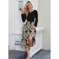 fall/winter women's long-sleeve casual flowy a-line bohemian midi dress