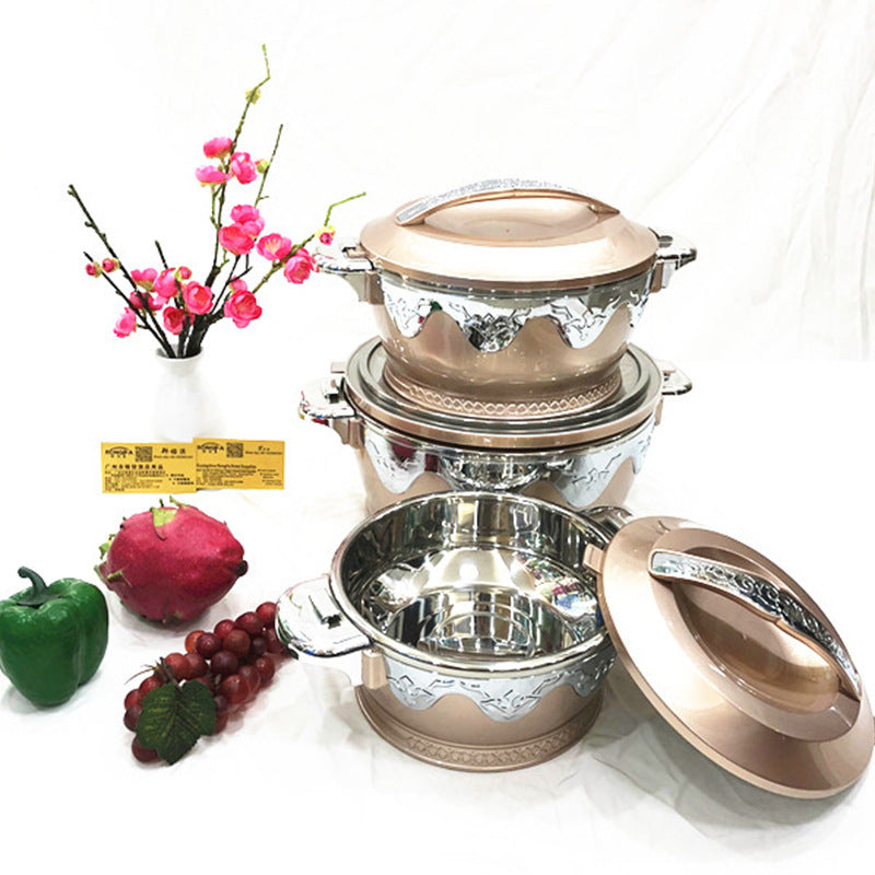 cross-border 2.3-4.5-6.5l 3pcs lotus double-layer insulation box insulation lunch box insulation tableware