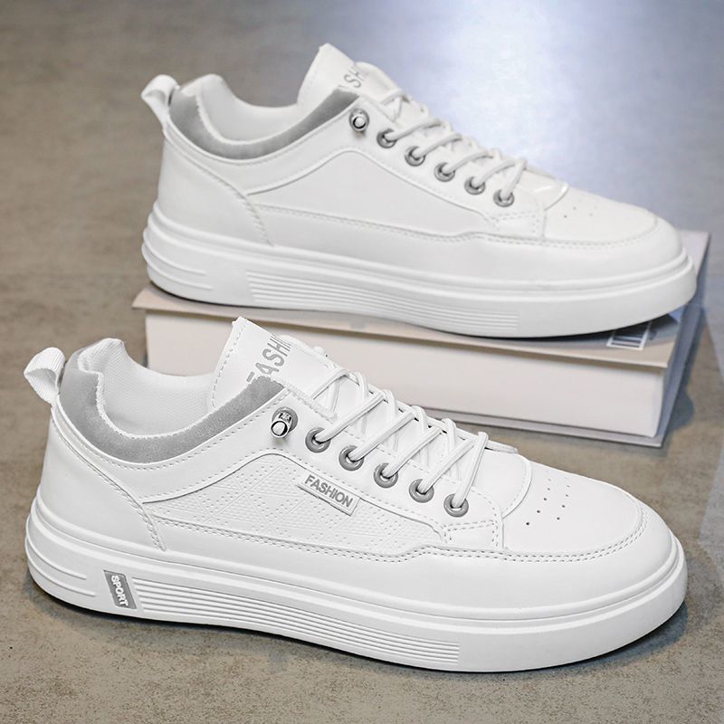 Men's shoes: 2025 spring collection - breathable white sneakers, athletic casual skate shoes, trendy ins style, student footwear
