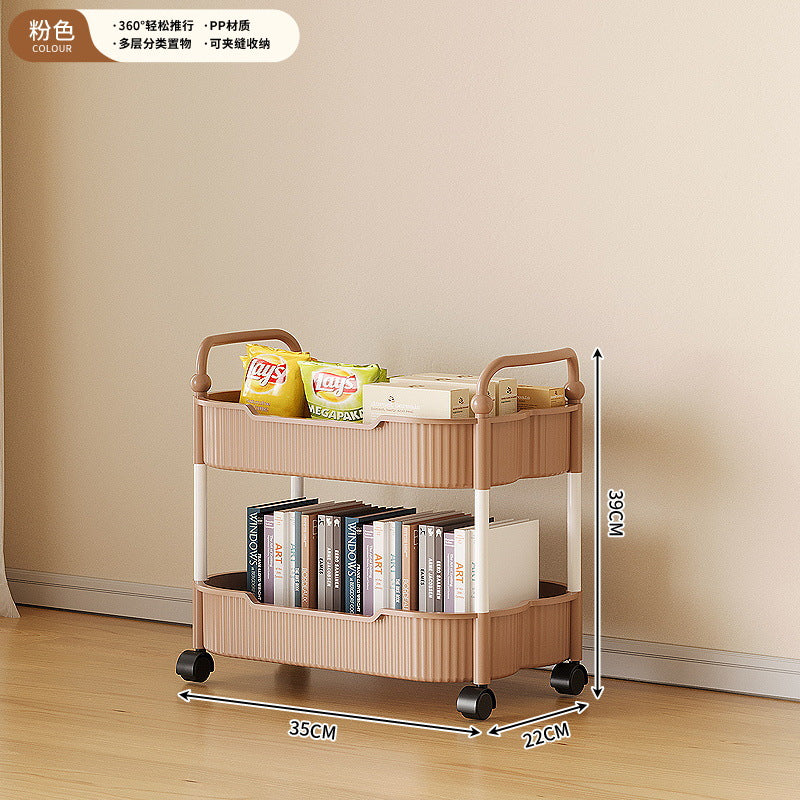 Movable coffee table snack cart cream style living room sofa side table mini bedside storage rack table