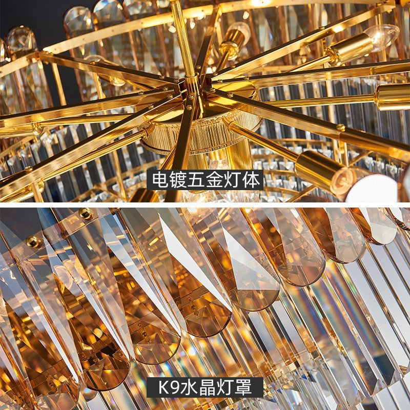Light luxury crystal lamp creative living room chandelier post-modern simple atmosphere high-end villa Hong Kong-style restaurant bedroom lighting