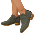 Fashionexportplus size leather boots women's boots pure colorslimming look pointed toe back zipper casualthick sole thick heel boots women's single
