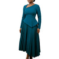 D617 european and american cross-border women's clothing  spring new arrival: elegant asymmetrical neck high-waisted midi dress for export