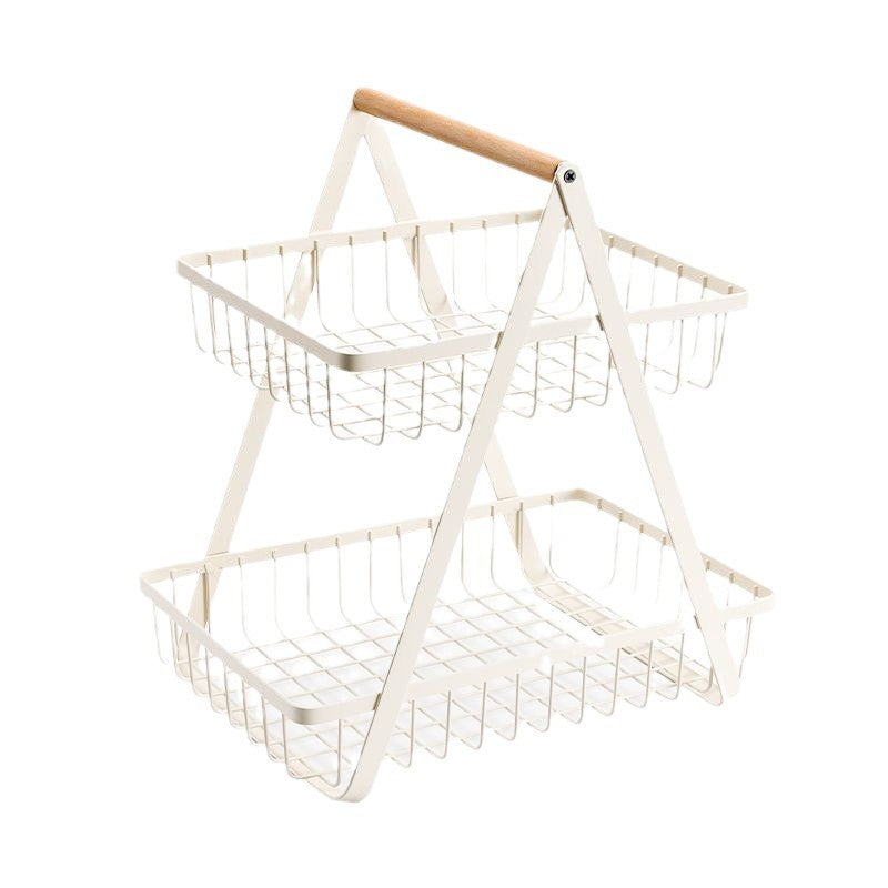Here are a few options, depending on the specific nuance you want to convey:  **option 1 (most common & versatile):**  double-layer desktop organizer basket - home storage for snacks, fruits, and vegetables  **option 2 (more descriptive):**  two-tier desk