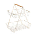 Here are a few options, depending on the specific nuance you want to convey:  **option 1 (most common & versatile):**  double-layer desktop organizer basket - home storage for snacks, fruits, and vegetables  **option 2 (more descriptive):**  two-tier desk