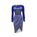 D223: plus size fashionable printed patchwork mesh office dress with belt - european & american style, perfect for cross-border e-commerce