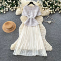 French chic sequin dress - women's  summer collection: high-end, slim-fit, pleated maxi dress for work and evening wear