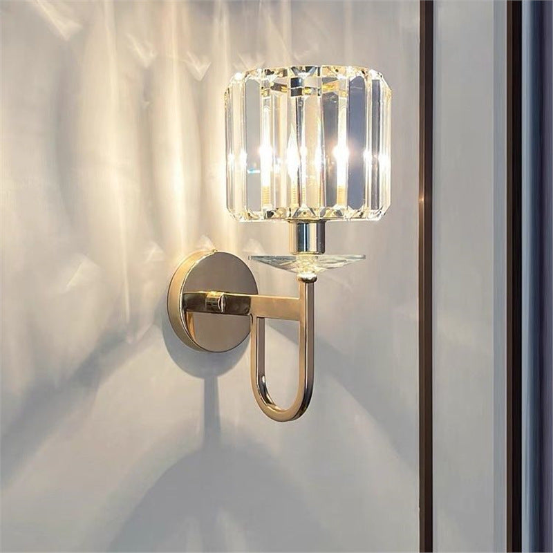 Postmodern light luxury crystal wall lamp - nordic style bedroom bedside lamp, living room background wall, hotel stairway aisle light