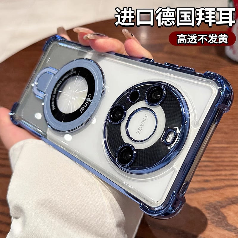 Four-corner anti-fall airbag suitable for huawei mate80pro mobile phone case magnetic holder p80 protective cover magic7 new