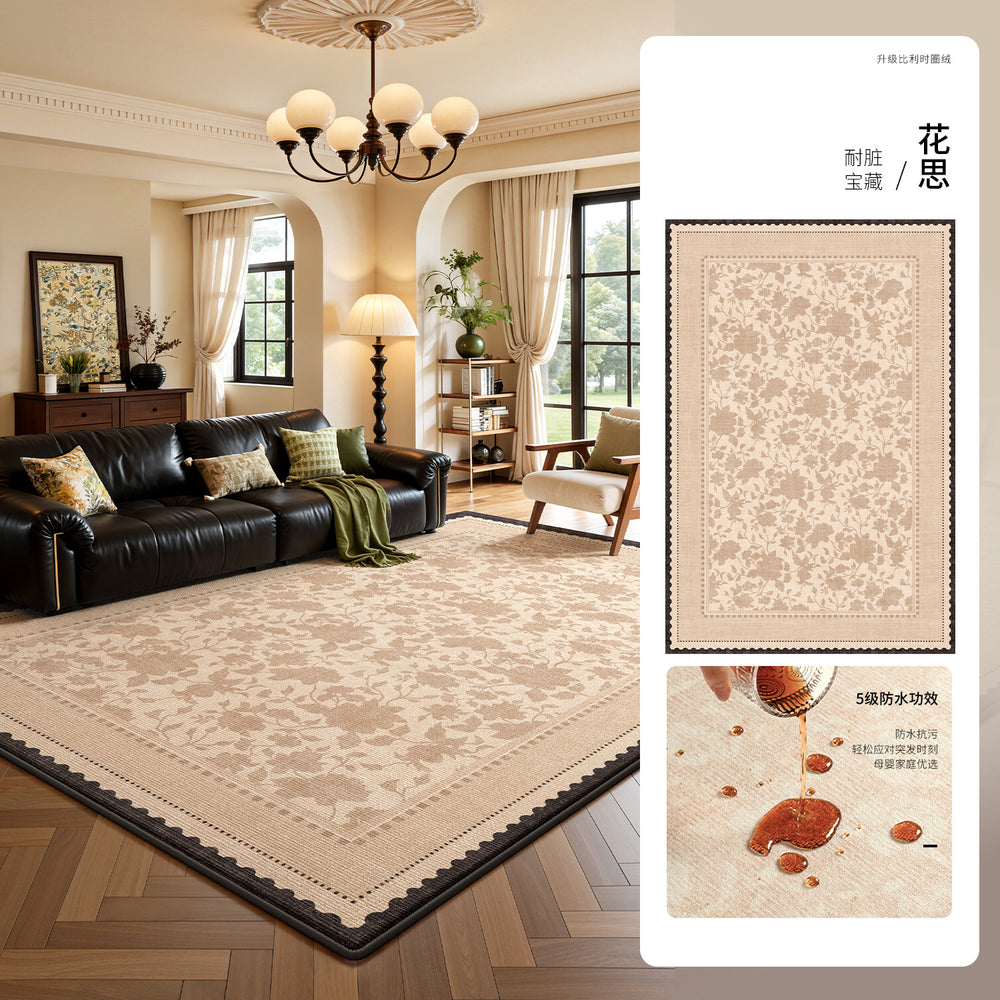 Carpet living room 2026 new retro medieval style no-wash, wipeable, waterproof and anti-fouling, maintenance-free bedroom coffee table floor mat