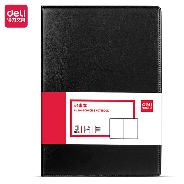 Deli Stationery BP115 Notepad 25K Business Leather Notebook PU 120-page Notebook Wholesale