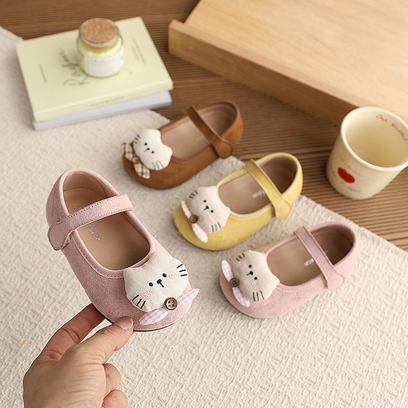 Vancahaoins french suede small leather shoes  spring & fall new arrivalk-stylegirl cartoon cat princess flats