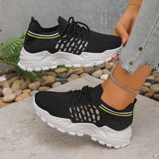 autumn new plus size chunky platform flyknit sneakers for women, export/cross-border trade, sizes 36-43. rush orders accepted. half size increments available