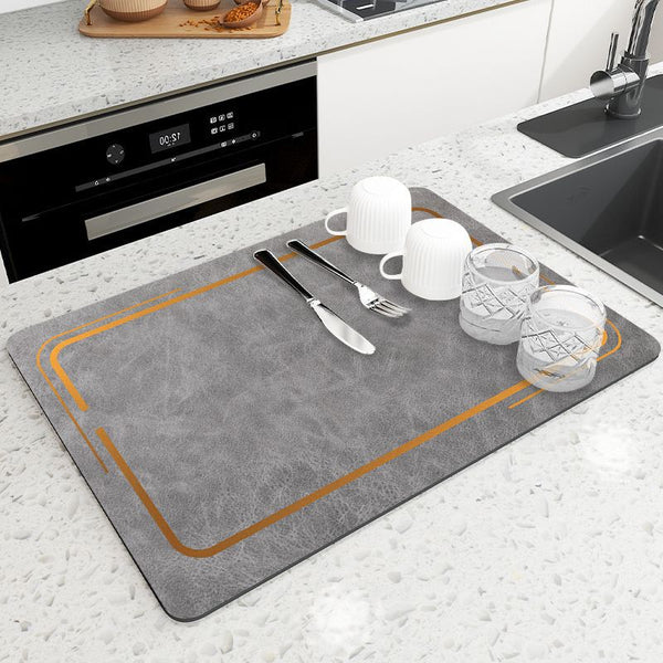 Kitchen drain mat Soft diatom mud Countertop heat insulation mat Coffee table absorbent coaster Chinese erasable non-slip and wear-resistant placemat