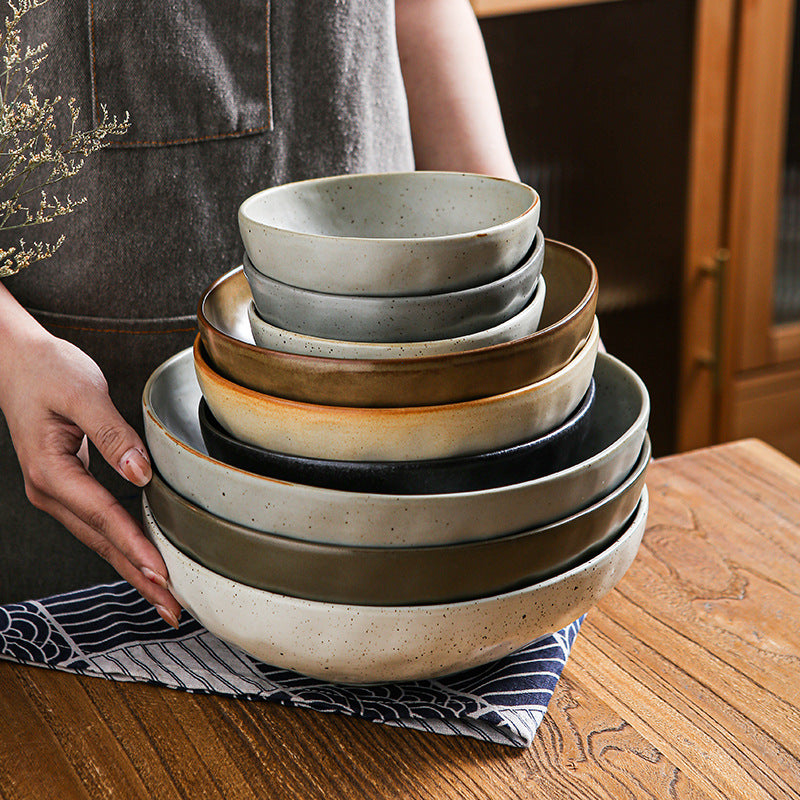 Japanese retro stoneware ceramic tableware restaurant hotel business dessert bowl soup bowl pasta bowl good-looking kiln bowl