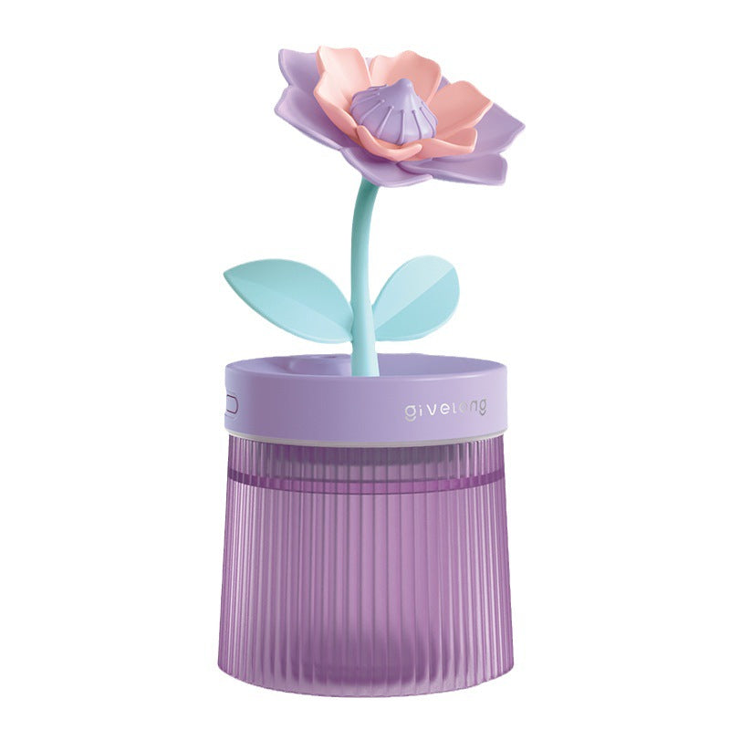 Flower air humidifier tabletop sunflower humidifier bedroom gardenia colorful atmosphere light sprayer