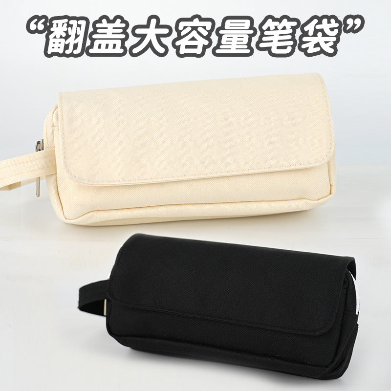 Simple pencil case Large capacity junior high school student Japanese pencil bag High value black pencil case Printing logo pencil case Wholesale