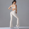 New arrival cross-border pure color beautiful back hip lifting longsilm wide leg jumpsuit sports running fitness jumpsuit yoga wear