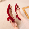 Chinese xiuhe wedding shoes for women 2024 new arrival wedding dress shoes thick heel non-tiring red engagement shoes bridal shoes