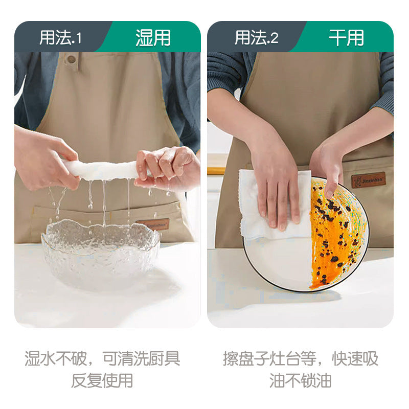 Household disposable cleaning kitchen wet and dry dual-use large pack dishcloths lazy rags thickened hanging scouring pads