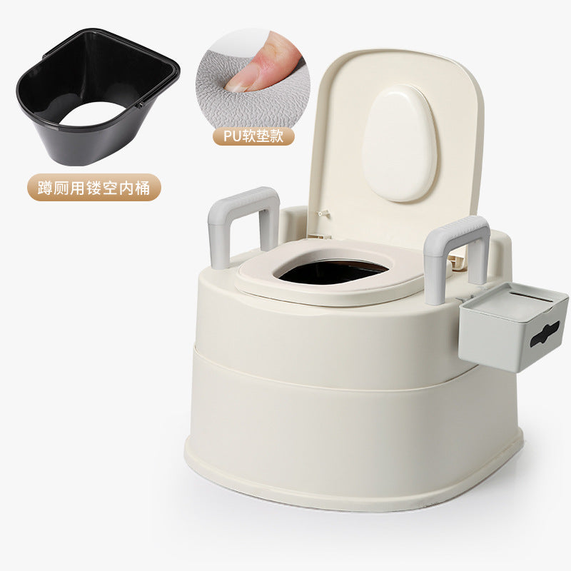 Household adult portable toilet for seniors, pregnant women, and the disabled - indoor commode chair/toilet stool