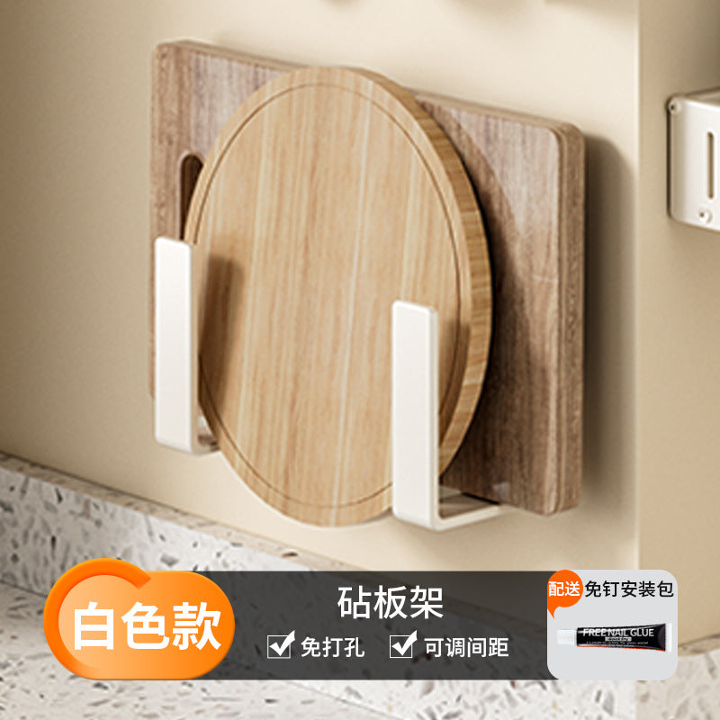 White Kitchen Shelf No Punching Wall Mounted Knife Holder Household Products Daquan Multifunctional Seasoning Storage Shelf