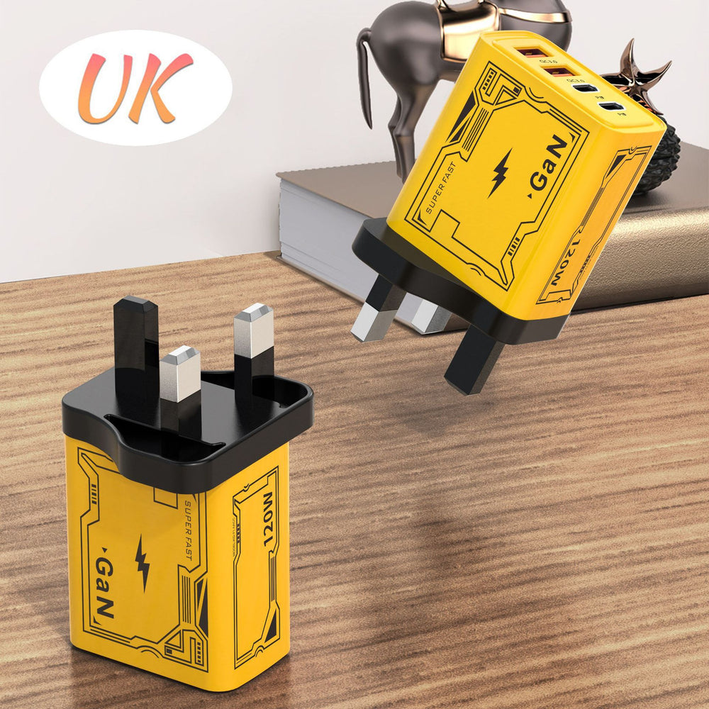 mecha style 120w smartphone fast charging charger dual usb+dual c port european and american multi-port charger