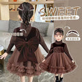 Girls' dress autumn/winter new arrivals  kids' knitted sweater little girl mesh first birthday chic princess dress winter