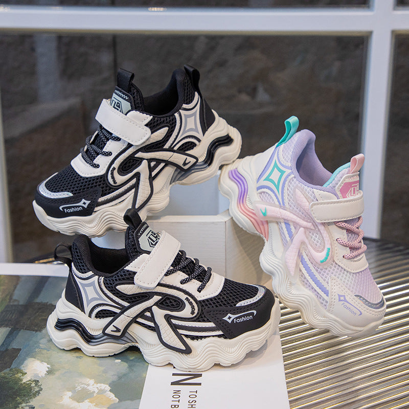 Children's daily versatile dad shoes boys and girls simple and comfortable mesh breathable sports shoes non-slip and wear-resistant casual shoes