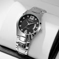 Mcykcy manufacturer's supply list: roman numeral diamond calendar solid tungsten steel two-tone deep waterproof men's watch - silver