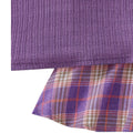 girl skirt suitk-style dark purple knitting vest plaid skirt doll collar shirt preppy style three-piece set