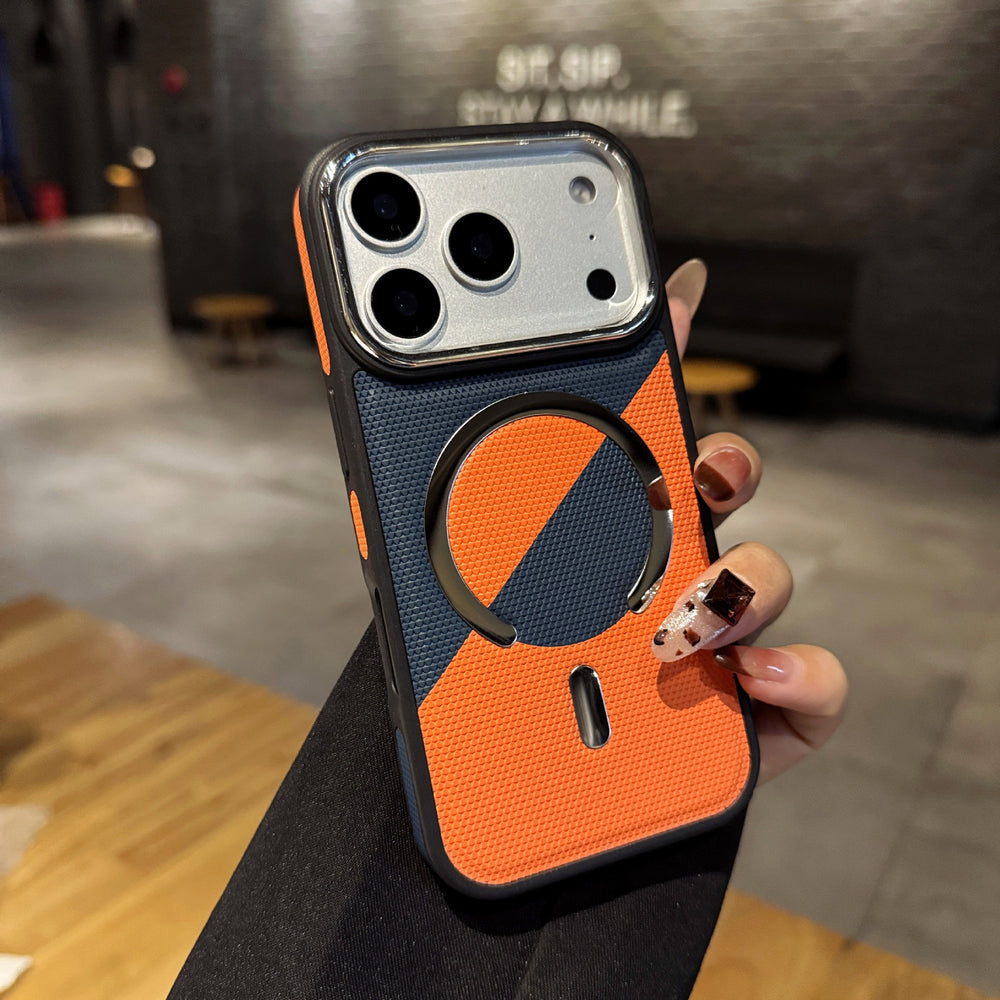 New color block leather texture magnetic iphone 17 case, apple 16 pro max shockproof protective cover - wholesale