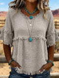 new  fashion cross-border round neck pullover short sleeve loose women's shirt casual women's top