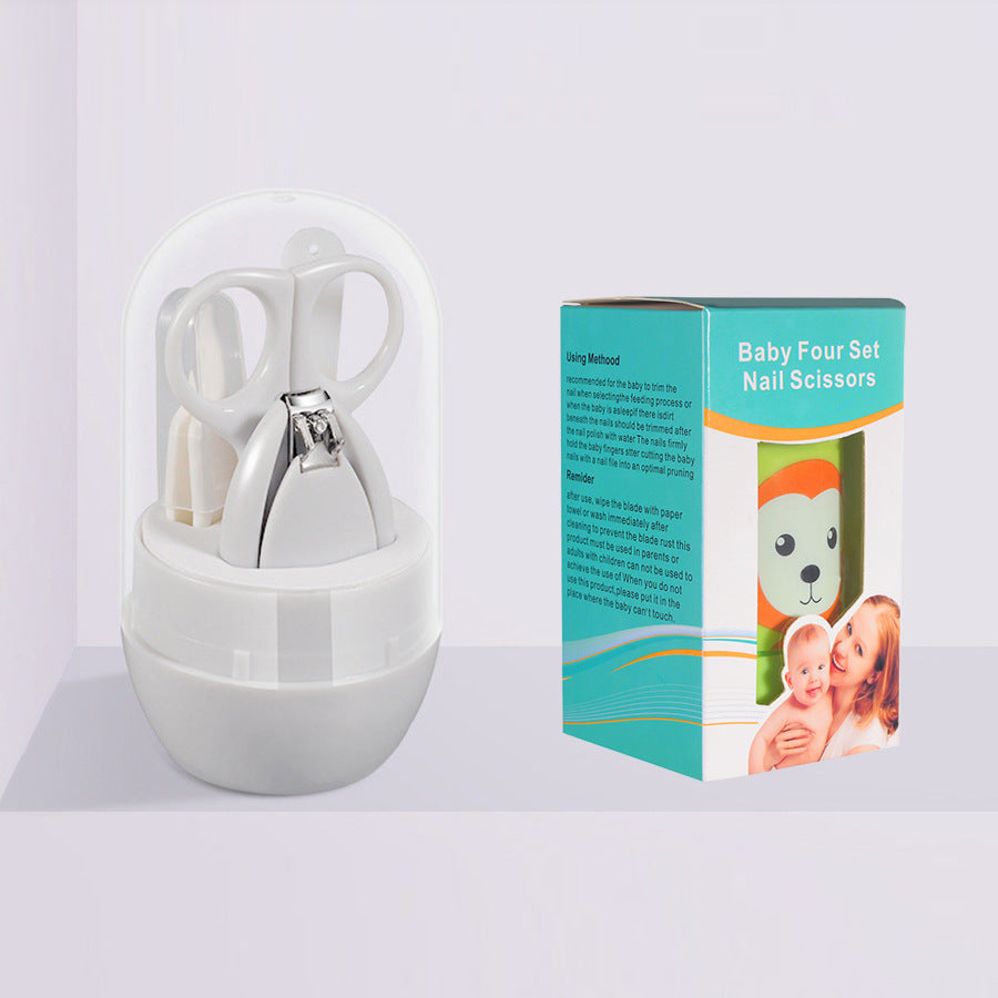 English Boxed Baby Nail Scissors Set Baby Manicure Clipper 4-piece Set Anti-Clip Nail Clipper Manicure Tool