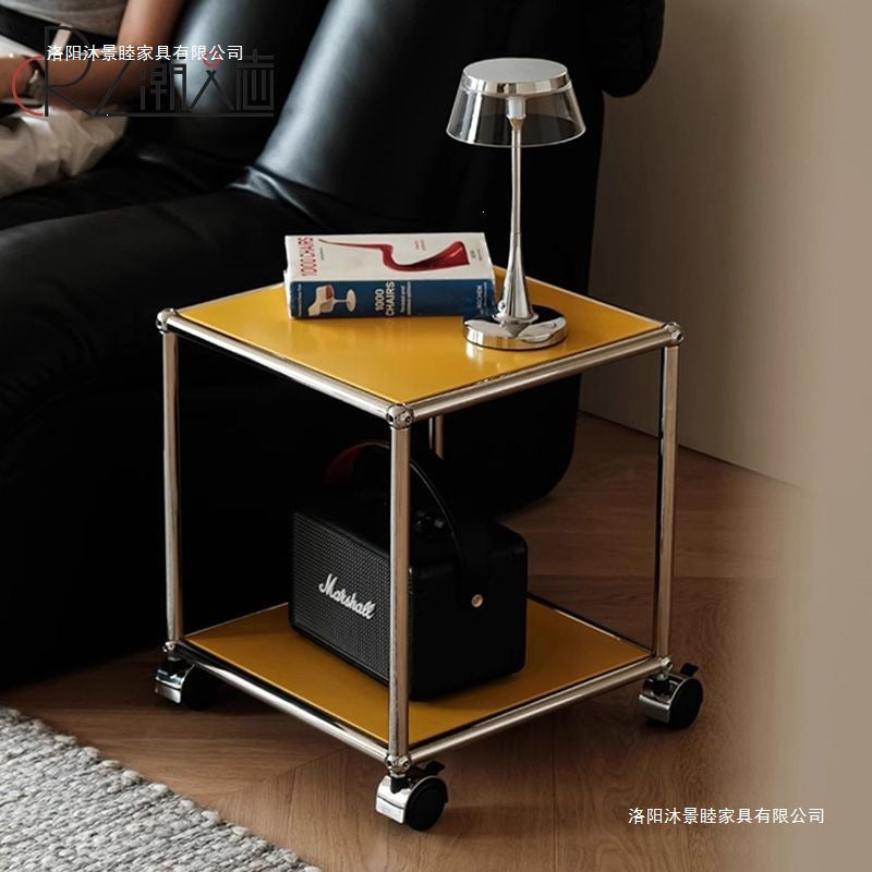 Luxury-style multi-functional steel corner table for living room or study - silent, mobile side table for home use, perfect for sofa side