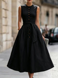 european and american cross-border  independent station new arrivalelegantelegancenormcore cotton and linen women's sleeveless dress