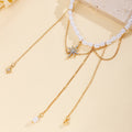 Bohemian pearl necklace wholesale fashion cross-border hot style jewelry stylish tassel alloy six-pointed clavicle chain for women