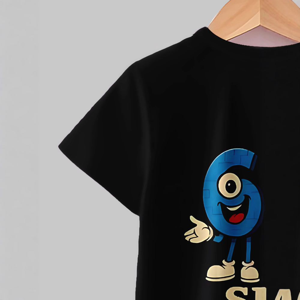 "stylish digital 67 print," perfect for summer wear, boys' outdoor sports t-shirt set
