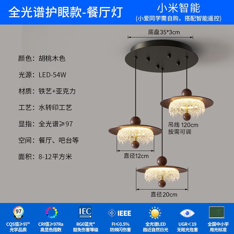 Medieval style restaurant chandelier three-head american retro water drop classy tea room bar table long strip lamp