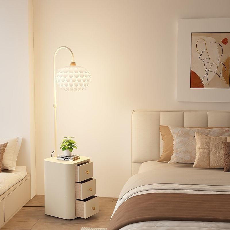 Cream style floor lamp with drawer small apartment for home bedroom bedside table all-in-onefrench storage popular atmosphere lamp
