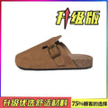 New platform birkenstock-style slides for women - spring retro slip-on closed-toe mules with hidden wedge heel