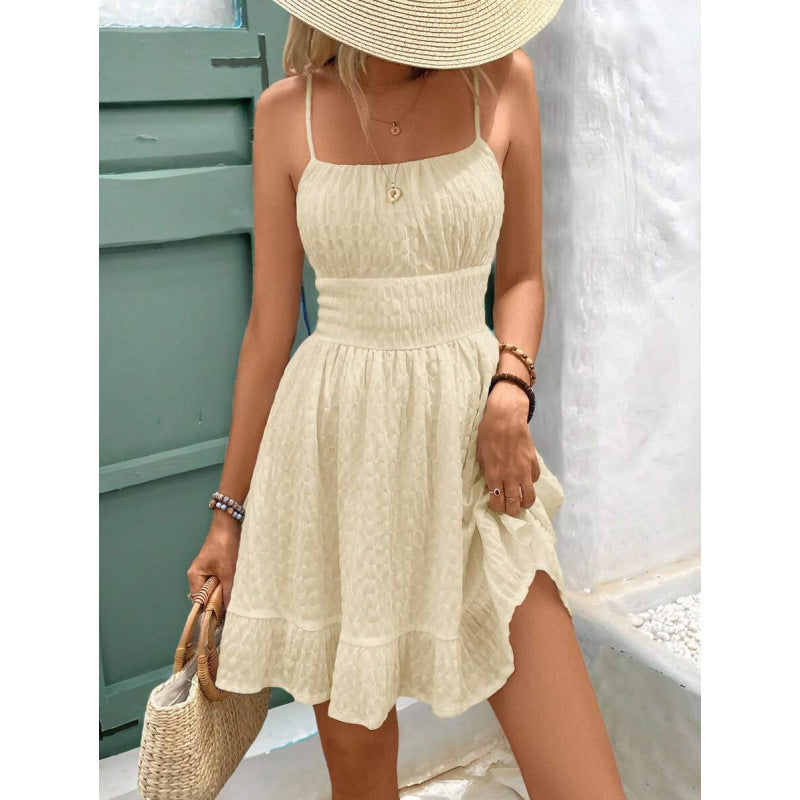 fashion:  summer new arrival - european & american style ruffle trim, slim-fit, figure-flattering cami dress for women