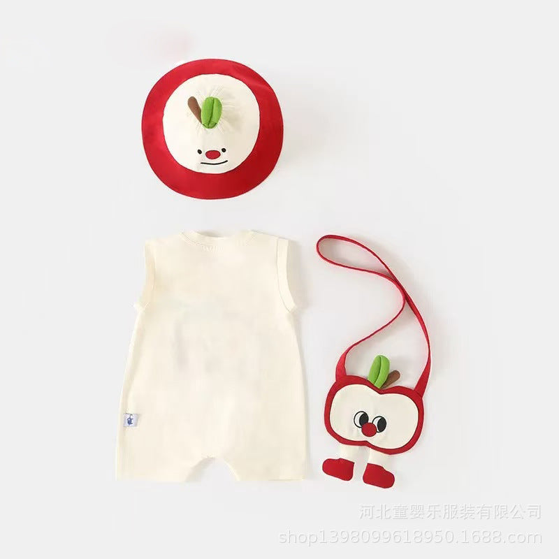 Summer vest, light and breathable jumpsuit, newborn baby clothes, super stylish sleeveless khaki, outdoor crawling clothes